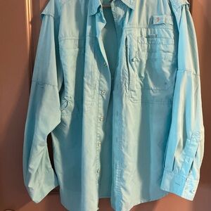 Reel Legends Aqua Button Down Shirt